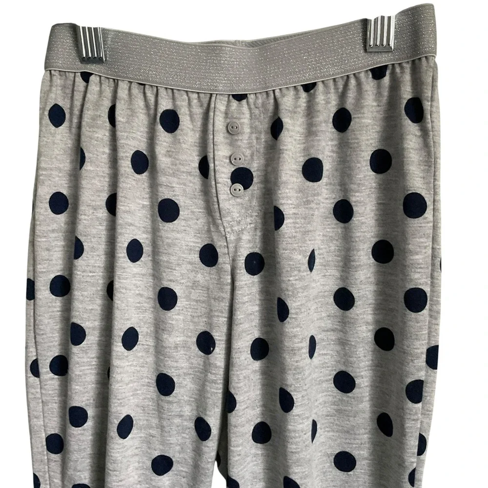 Gap Kids Pajama Set Size 6 Gray Polka Dot Excellent Long Sleeve Joggers